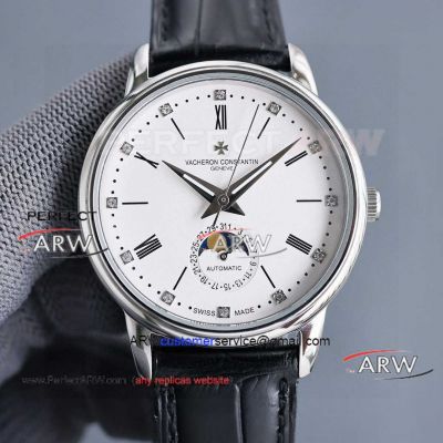 Replica TW Factory Vacheron Constantin Swiss Automatic Mechanical Black Leather Strap Watch 